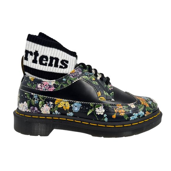 Dr. Martens Darcy Floral Oxfords Y2K Womens US 8 Black Leather Brogue Rare 3989 - Picture 2 of 16